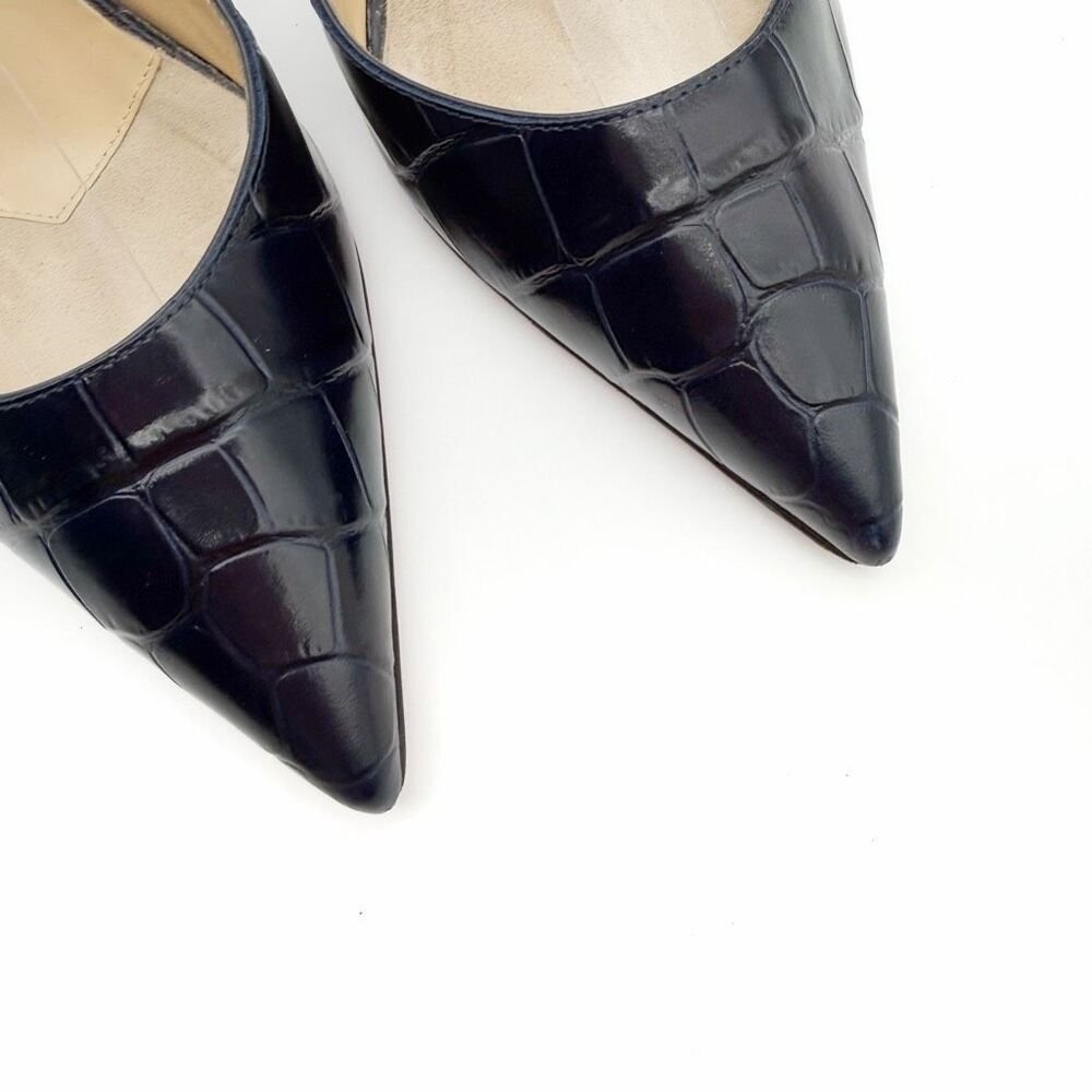 CHRISTIAN LOUBOUTIN Choc Lock Navy Blue Slide Size 37.5 US 7 Leather Heel Mule - Picture 4 of 13